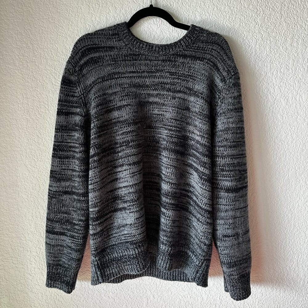 Vince Men’s Wool Cashmere Sweater Large Gray Navy Soft Knit Crewneck Premium